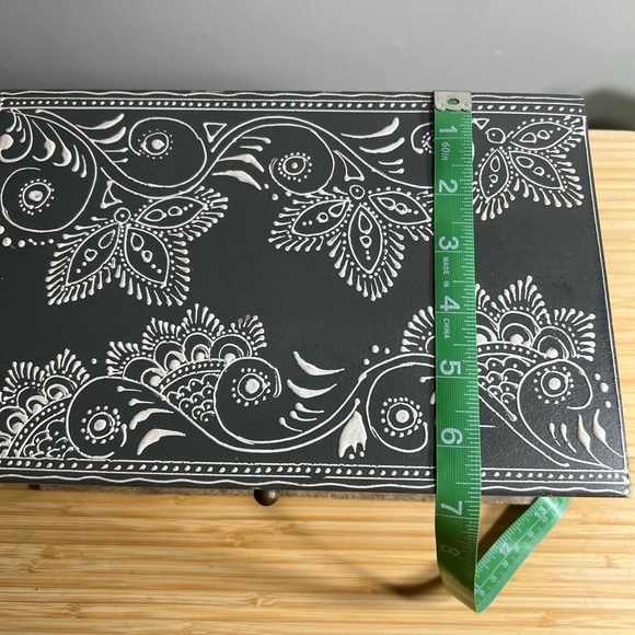 Decorative Wooden Box with Gray and White Design - Picture 8 of 9